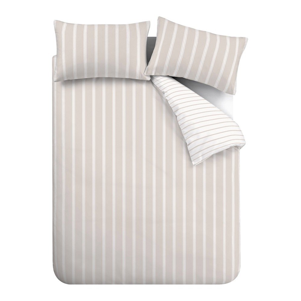Bež bombažna podaljšana posteljnina za zakonsko posteljo 230x220 cm Ashford Stripe