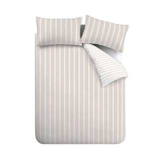 Bež enojna bombažna posteljnina 135x200 cm Ashford Stripe – Bianca