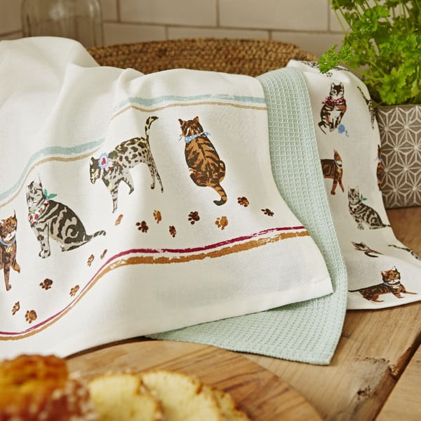 Komplet 3 bombažnih krpic Cooksmart® Cats on Parade-image-1