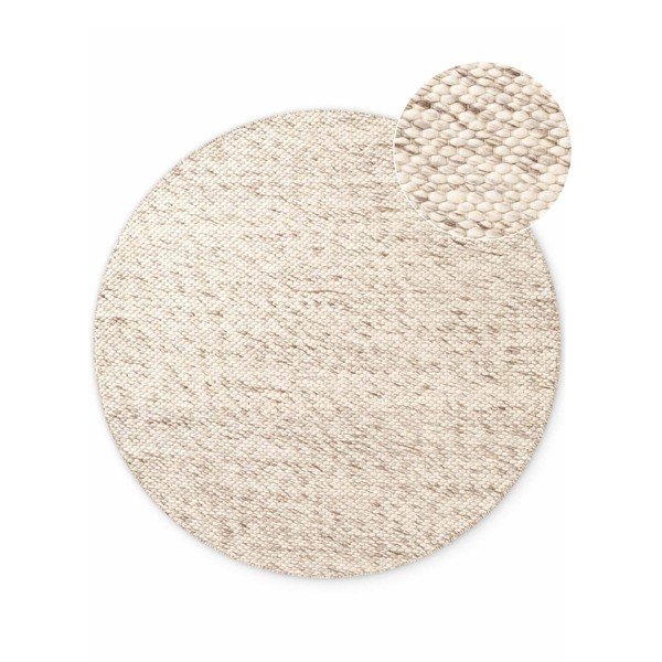 Bež/v naravni barvi ročno tkana volnena okrogla preproga ø 160 cm Lyon Beans – Elle Decoration