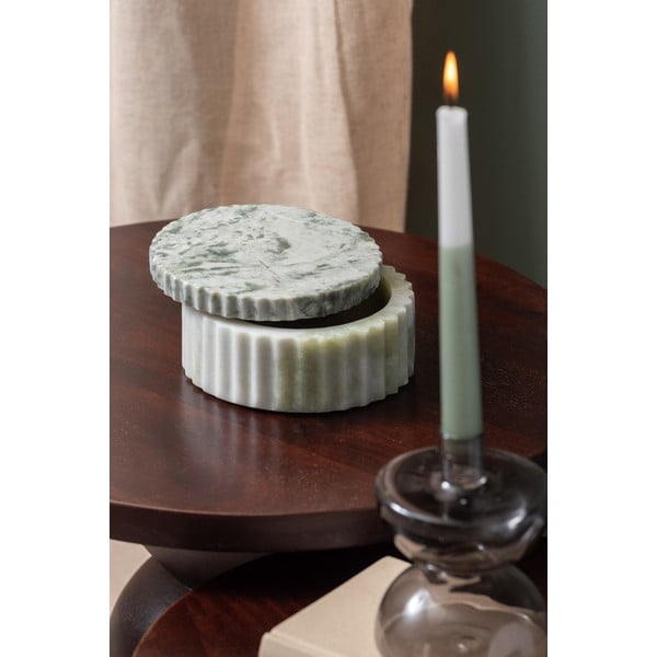 Svetlo zelena dekorativna kamnita škatla za shranjevanje ø 15x6 cm Marble – PT LIVING-image-1