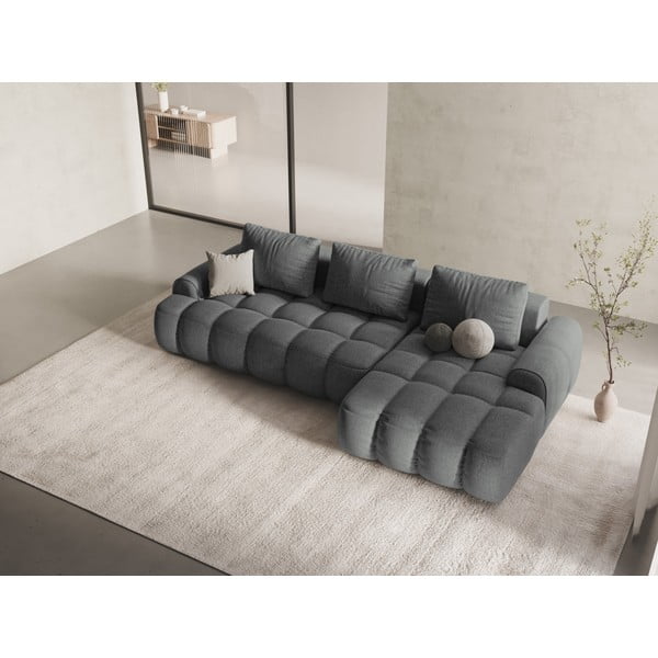 Siva raztegljiva/s prostorom za shranjevanje kotna sedežna garnitura (desni kot/z ležalnikom) Linz – Cosmopolitan Design-image-1