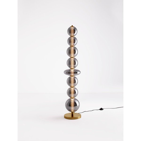 Siva kovinska LED zatemnitvena stoječa svetilka s steklenim senčilom (višina 140 cm) Navi – Nova Luce-image-3
