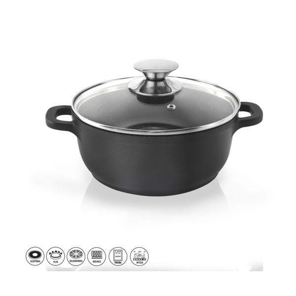 Lonec z neprijemljivo prevleko s stekleno pokrovko Pfluon Granit Orion Grande, ⌀ 20 cm-image-3