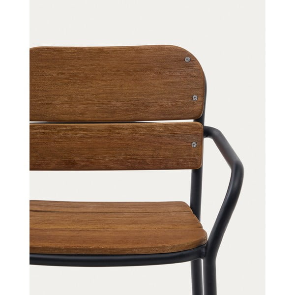 Črno-rjav vrtni stol iz masivnega lesa in kovine Algueret – Kave Home-image-4