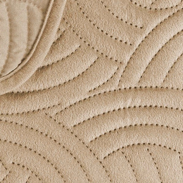 Svetlo rjav žameten komplet pregrinjala in prevleke za vzglavnik 240x260 cm Solange – douceur d'intérieur-image-4