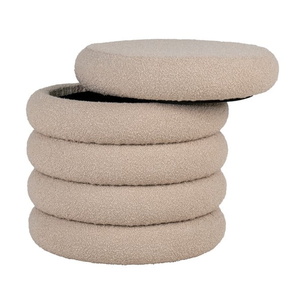 Bež tabure iz tkanine bouclé Brooklyn – House Nordic-image-1