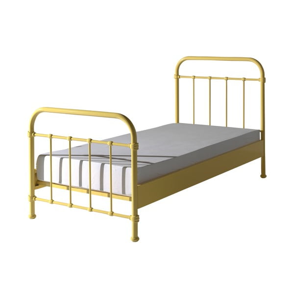 Rumena otroška kovinska postelja Vipack New York, 90 x 200 cm