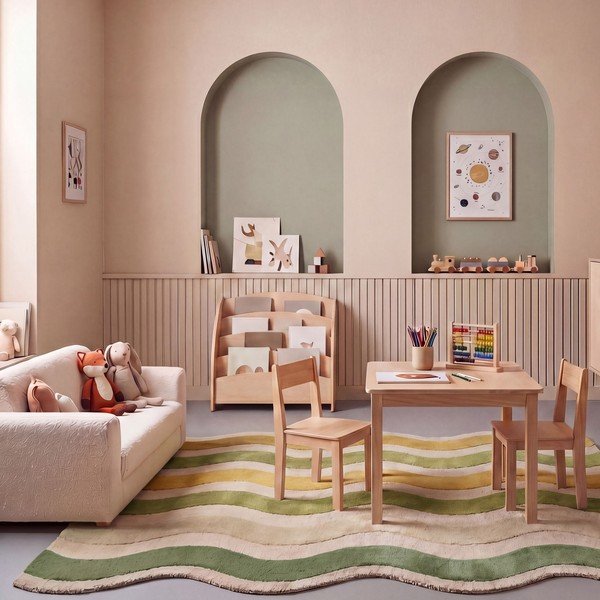 Zelena/v naravni barvi ročno tkana volnena preproga 140x200 cm Cascade Wool – Flair Rugs-image-2