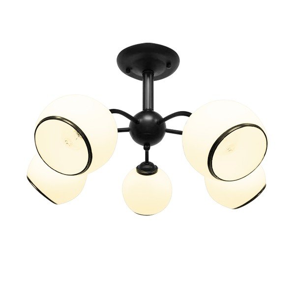 Črno-bela stropna svetilka s steklenim senčilom 56x56 cm Marinen – Candellux Lighting-image-2