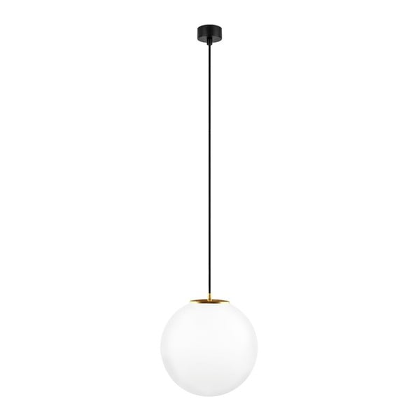 Bela viseča svetilka s črnim kablom in zlatim detajlom Sotto Luce Tsuri, ⌀ 30 cm
