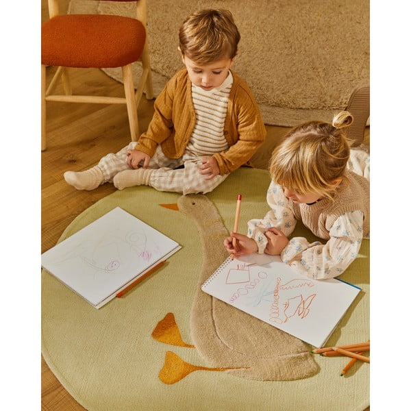 Svetlo rjava ročno tkana volnena okrogla preproga ø 200 cm Marely – Kave Home-image-3