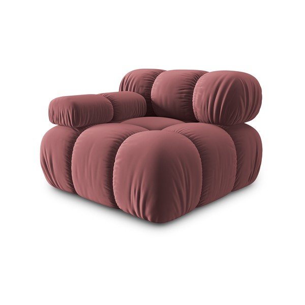 Rožnata žametna modularna sedežna garnitura (levi kot) Bellis – Micadoni Home-image-3