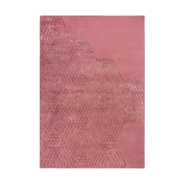 Rožnata volnena preproga Flair Rugs Diamonds, 160 x 230 cm