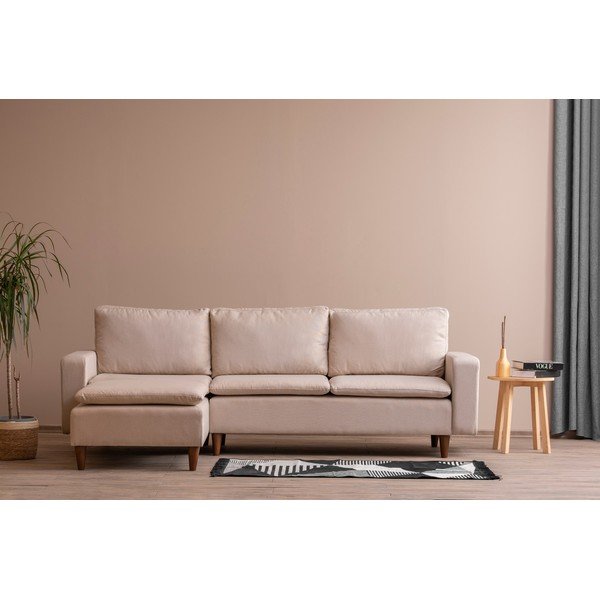 Bež kotna sedežna garnitura (levi kot) Lungo – Balcab Home-image-1