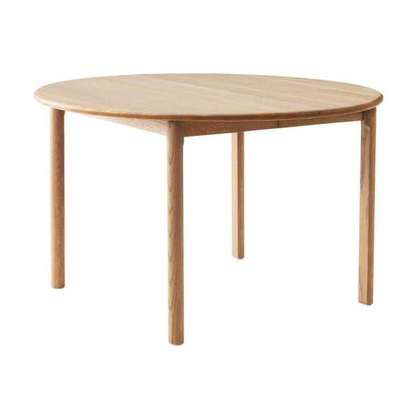 Okrogla raztegljiva jedilna miza z dodatno ploščo iz masivnega hrasta ø 120 cm Noor – Hammel Furniture