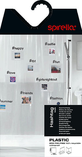 Zavesa za tuš 180x200 cm Hashtag – Spirella-image-2