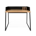 Črna delovna miza z detajli iz hrastovega lesa TemaHome Volga