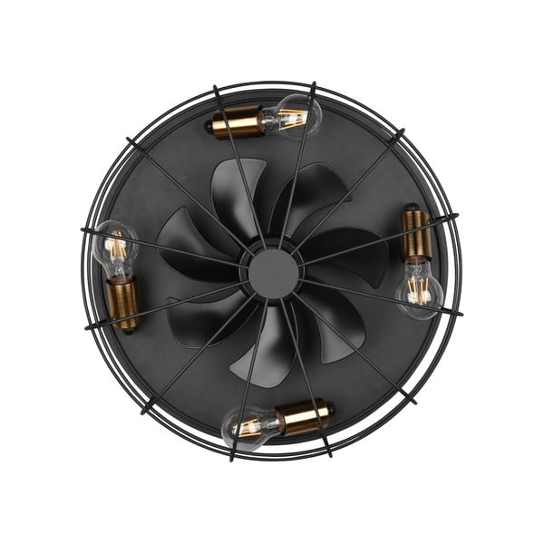 Mat črna stropna svetilka z daljinskim upravljalnikom in ventilatorjem Trondheim – Trio-image-3
