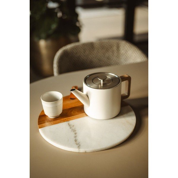 Čajnik iz nerjavečega jekla s cedilom v slonokoščeni barvi 1,1 l Duet Narvik – Bredemeijer-image-1