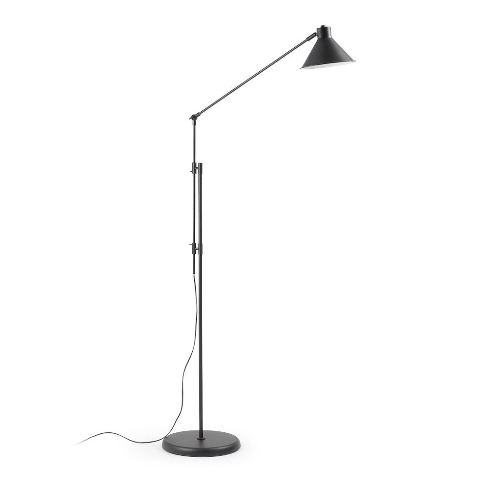 Črna stoječa svetilka s kovinskim senčilom (višina 220 cm) Dione