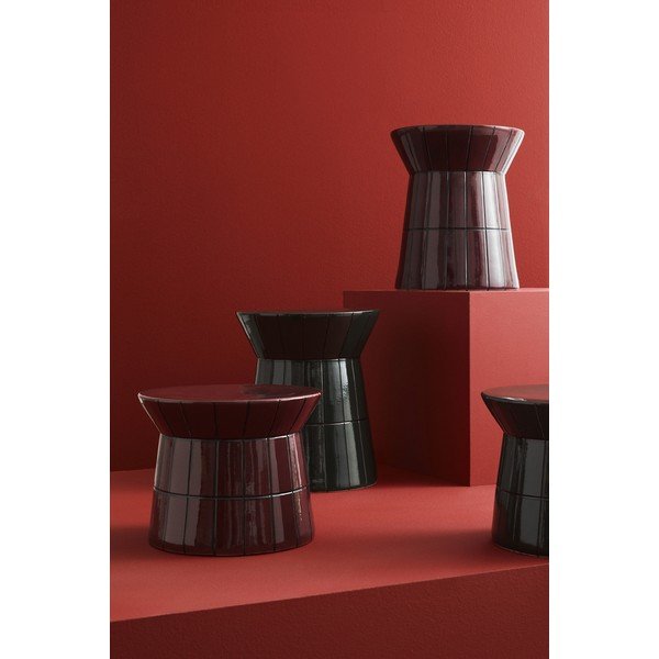 Bordo rdeča keramična okrogla klubska mizica ø 38 cm Abbes – Bizzotto-image-3