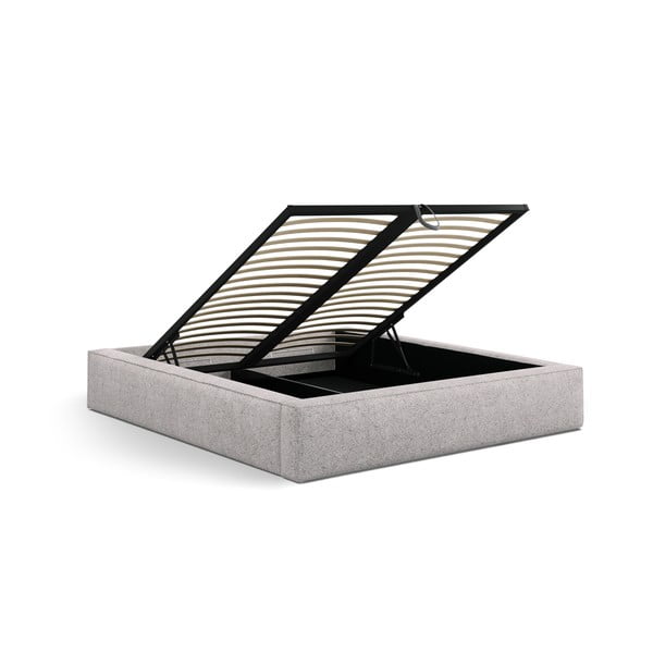 Bež oblazinjena zakonska postelja s prostorom za shranjevanje z letvenim dnom 160x200 cm Simon Olivia – Micadoni -image-4