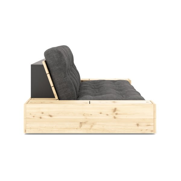 Črna/antracitno siva raztegljiva sedežna garnitura iz rebrastega žameta 244 cm Base – Karup Design-image-3