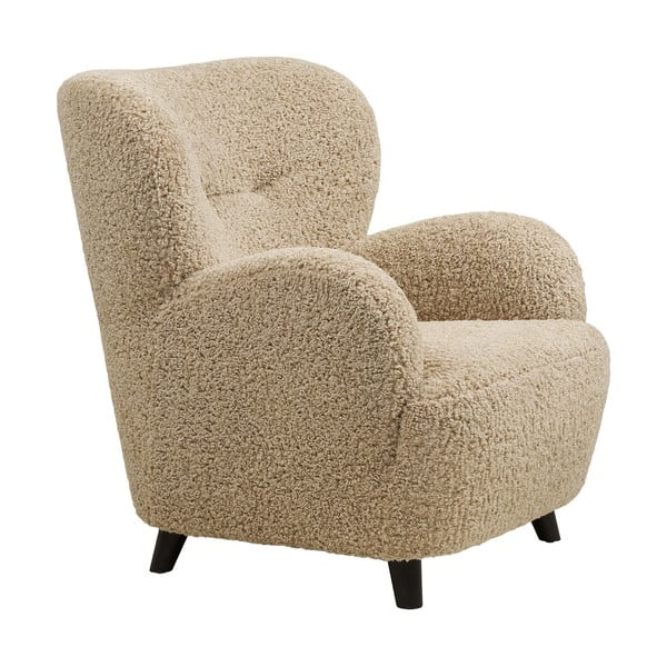 Svetlo rjav fotelj iz tkanine bouclé Lunaro – House Nordic-image-3