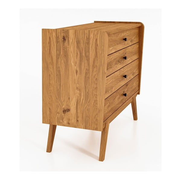 Nizka komoda iz hrastovega lesa 100x90 cm Retro - The Beds-image-3