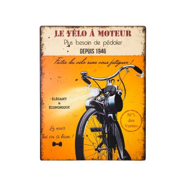 Kovinski znak Antic Line Velo a Moteur, 22 x 28 cm