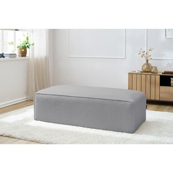Svetlo siv modularni otoman iz tkanine bouclé Megeve – Bobochic Paris-image-1