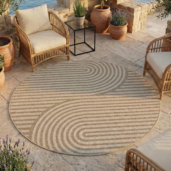 Bež okrogla notranja in zunanja preproga ø 80 cm Desert 1301 – Ayyildiz Carpets-image-1