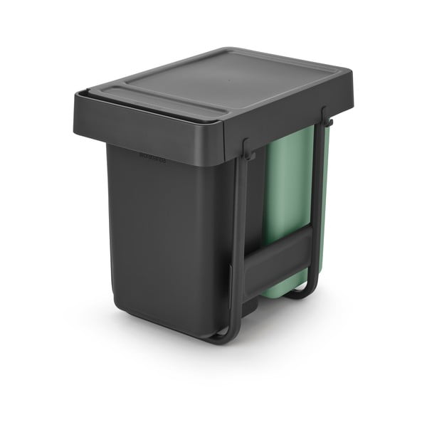 Mentolno zelen/temno siv plastičen izvlečni koš za smeti za ločevanje odpadkov 30 l Sort&Go – Brabantia-image-3