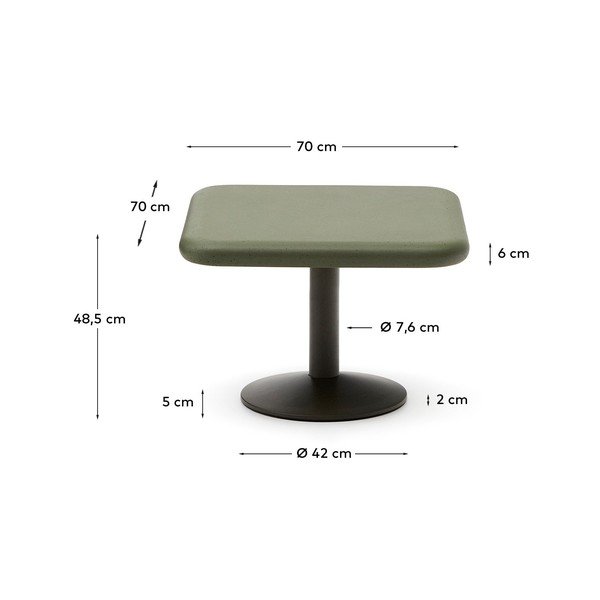 Vrtna miza z betonsko mizno ploščo 70x70 cm Esilda – Kave Home-image-4