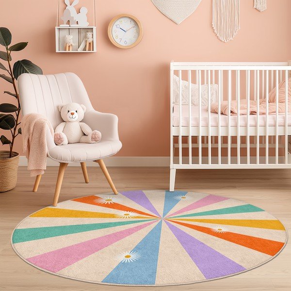 Pralna otroška preproga ø150 cm Rainbow Daisy – Mila Home-image-3