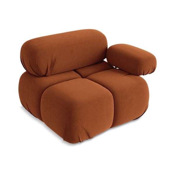 Oranžen žameten modul za sedežno garnituro (desni kot) Lokua – Makamii-image-3