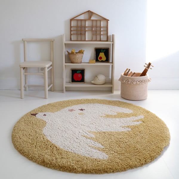 Oker rumena otroška preproga ø120 cm Bohemian Bird Miel – Nattiot-image-1