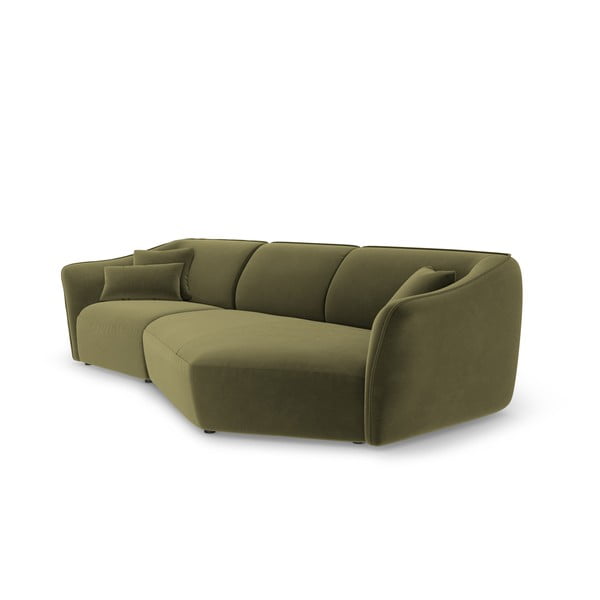 Zelena žametna kotna sedežna garnitura Tokyo – Cosmopolitan Design-image-3