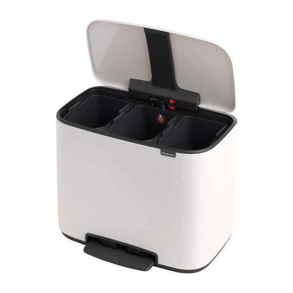 Bel jeklen koš za smeti za ločevanje odpadkov s pedalom 33 l Bo – Brabantia