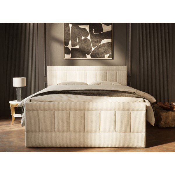 Bež boxspring postelja s prostorom za shranjevanje 160x200 cm Caya – Maison de Rêve-image-4
