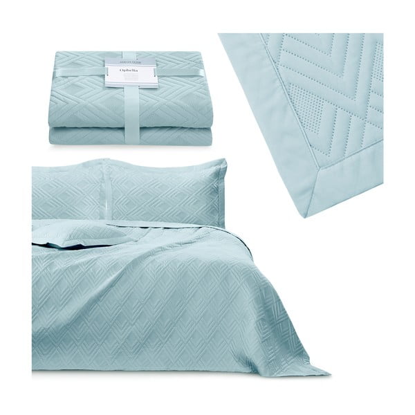 Svetlo modro prešito pregrinjalo iz mikrovlaken 220x240 cm Ophelia – Restilo-image-4