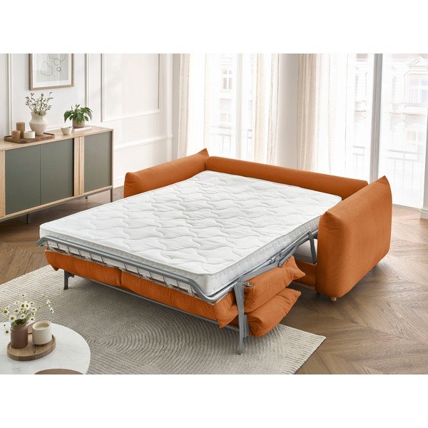 Oranžna raztegljiva sedežna garnitura 214 cm Ernest – Bobochic Paris-image-1
