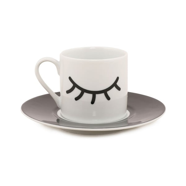 Komplet 2 skodelic s krožnički Kütahya Porselen Eyes, 90 ml-image-2