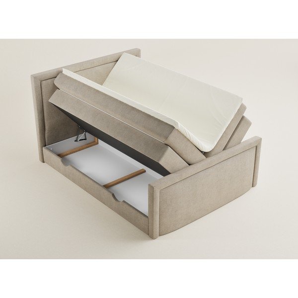 Bež boxspring postelja s prostorom za shranjevanje 160x200 cm Fresco – Maison de Rêve-image-3