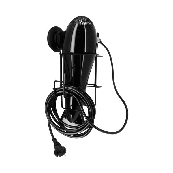 Črn stenski nosilec za sušilec las Compactor Bestlock-image-1