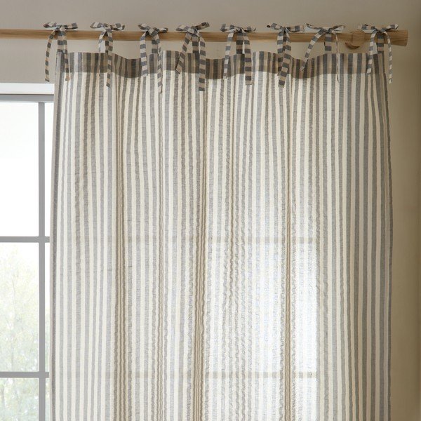 Siva zavesa 140x229 cm Zanzibar Woven Stripe – Pineapple Elephant