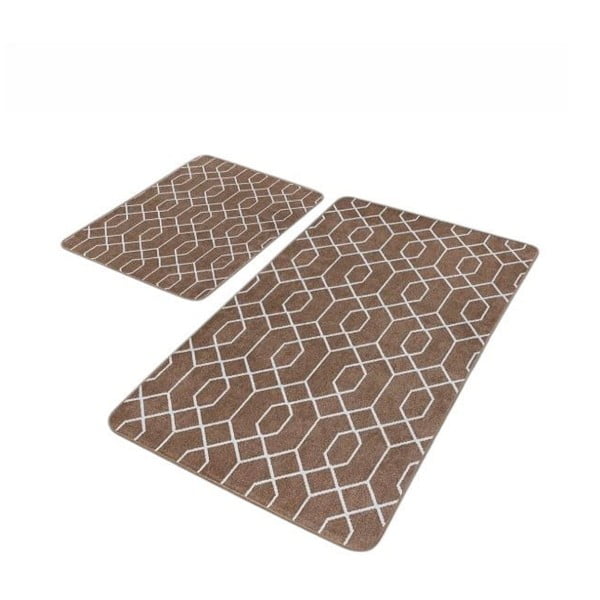 Rjave žametne kopalniške preproge v kompletu 2 ks 60x100 cm – Mila Home