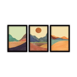 Komplet 3 slik v črnem okvirju Vavien Artwork Sunrise, 35 x 45 cm