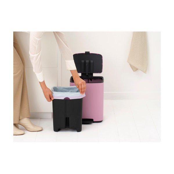 Rožnat jeklen koš za smeti s pedalom 12 l Bo – Brabantia-image-2
